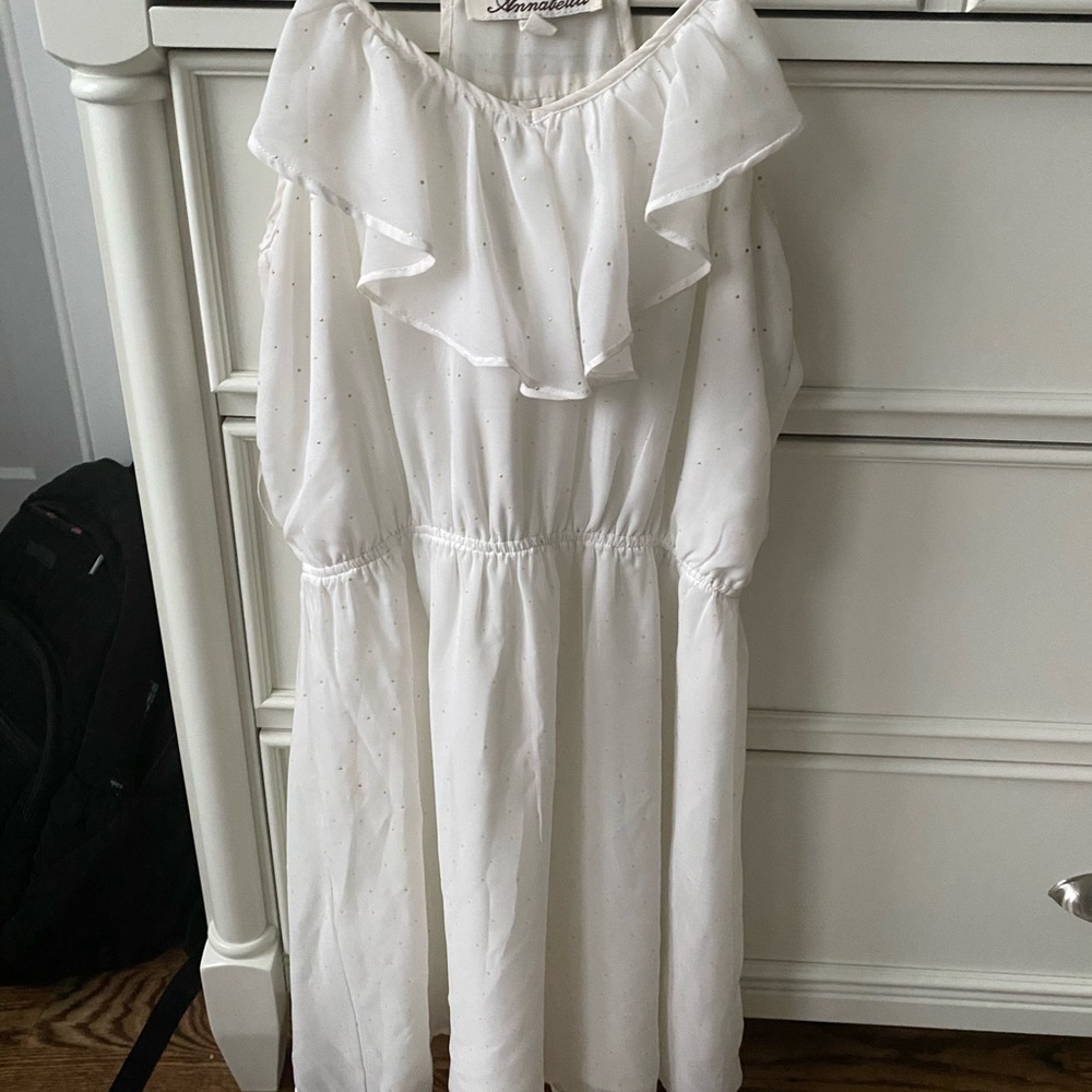White and a Gold Polka dot Chiffon Dress
